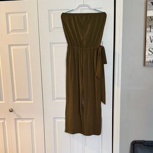 Elegant Strapless Olive Jumpsuit